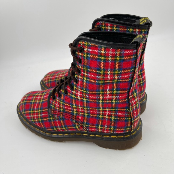 Vintage 80’s Dr Martens Tartan Textile Double Stitched Boots Made England Size 7 - Picture 14 of 16